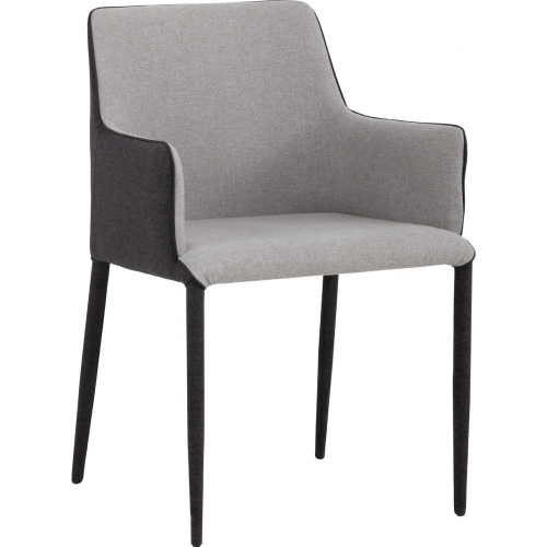 Renee Dining Arm Chair in Grey & Dark Slate Fabric on Steel